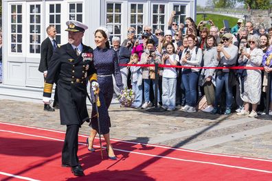 COPENHAGEN, DENMARK - MAY 2: King Frederik X and Queen Mary of Denmark board The Royal Ship Dannebrog on May 2, 2024 in Copenhagen, Denmark. (Photo by Martin Sylvest Andersen/Getty Images)