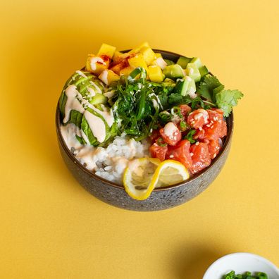 Salmon avocado poke bowl