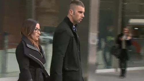 Ashlea Allen and her partner leave court today after the sentencing. (9NEWS)