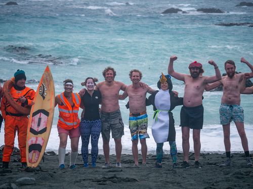 Antarctica winter solstice swim