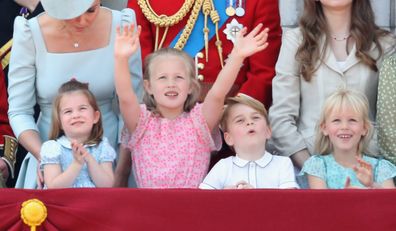 The royal children watching the flyover at Trooping the Colour in 2018.