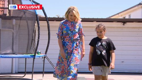 Georgie Gardner and Makayla at her home in Sydney.