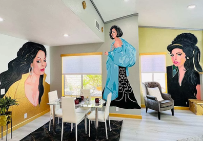 The ultimate $1.7 million "diva house" with its very own red carpet and hand-painted murals dedicated to the ladies of rock and roll.