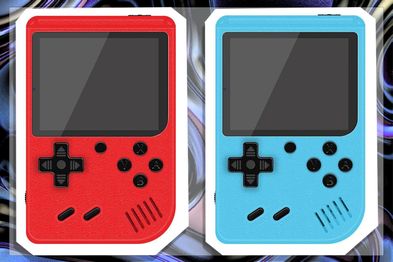 9PR: Retro Handheld Game Console, Red and Light Blue