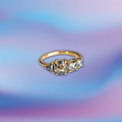 Sarah Gardner 'salt and pepper' diamond engagement ring