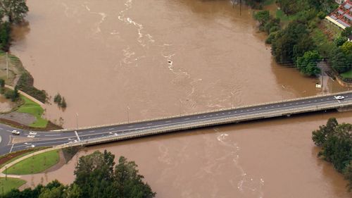 Windsor Bridge over the Hawkesbury River which currently its above seven metres and is rising.