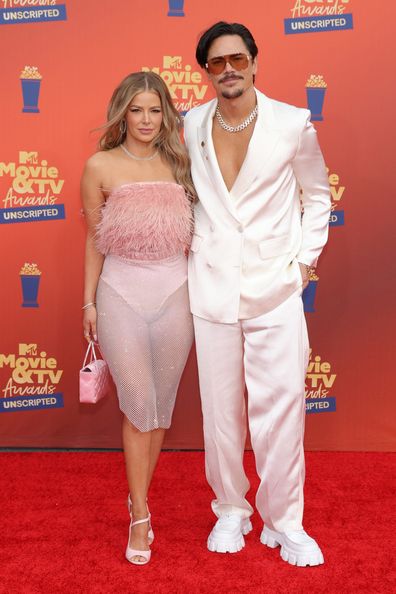Ariana Madix and Tom Sandoval attend the 2022 MTV Movie & TV Awards: UNSCRIPTED at Barker Hangar in Santa Monica, California and broadcast on June 5, 2022. 