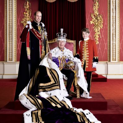 King Charles, Prince William and Prince George after the coronation.