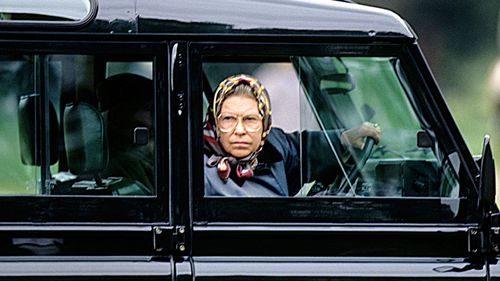 Queen Elizabeth goes for a  drive in Windsor 