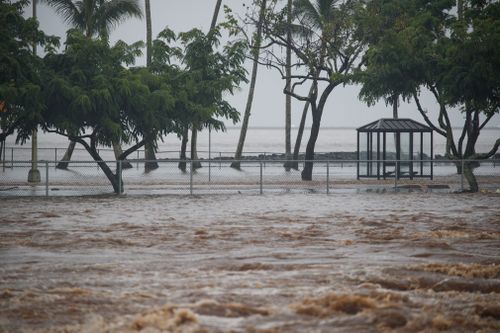 Bayfront soccer fields near Hilo have been left under water.