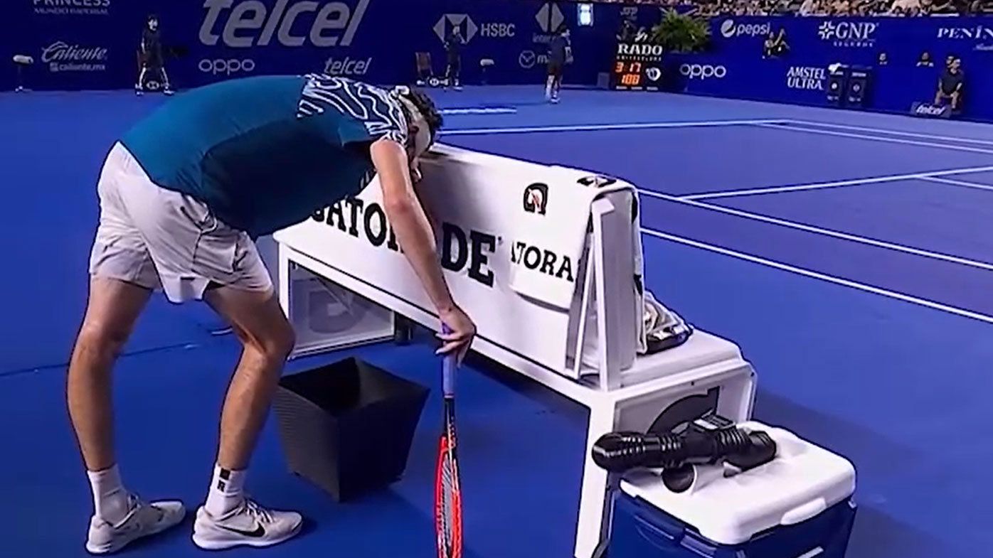 Taylor Fritz threw up into a bin courtside in the third set of his gruelling encounter with countryman Tommy Paul