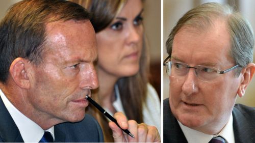 Tony Abbott, Peta Credlin and Brian Loughnane. (AAP)