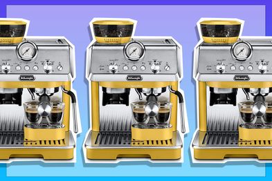 9PR: DeLonghi yellow coffee machine.