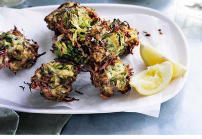 Zucchini and dill fritters with whipped feta