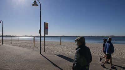 Brighton-Le-Sands Beach, Brighton-Le-Sands, during  Sydneys lockdown, Bayside LGA. 