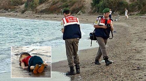 The boy's body washed ashore on a beach near the Turkish resort of Bodrum. (AAP)