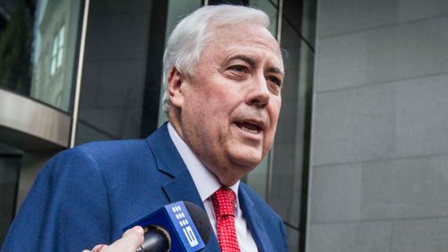 Clive Palmer is back in court after returning from his lavish Meditarranean cruise. (AAP)