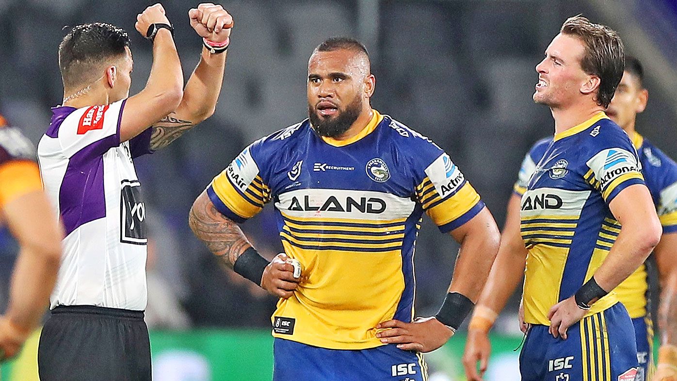 Junior Paulo of the Eels is placed on report after tackling David Fifita