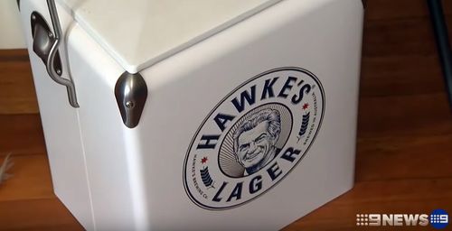 The Hawke's Lager esky and a six-pack was snapped up for $5000. 