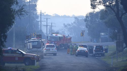 Country Fire Authority officers at the scene yesterday. (AAP)