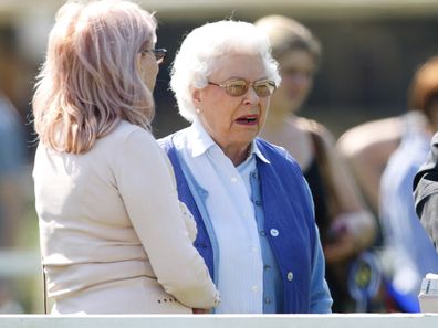 Queen Elizabeth II watches her horse 'Balmoral Gemini' compete in the Highland class on day 3 of the Royal Windsor Horse Show at Home Park on May 16, 2014