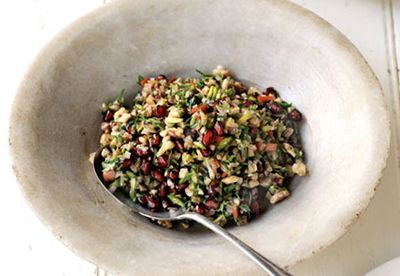 Green olive and pomegranate salad