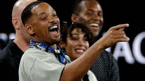 A-list actor Will Smith caught Kyrgios's attention in the stands.