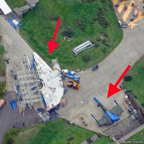 Star Wars film set's Millennium Falcon and X-wing fighter spotted from air