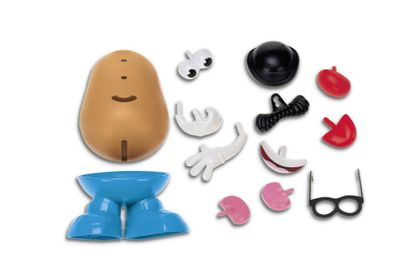 Mr Potato Head is a plastic potato with a number of features that can be removed and reapplied.