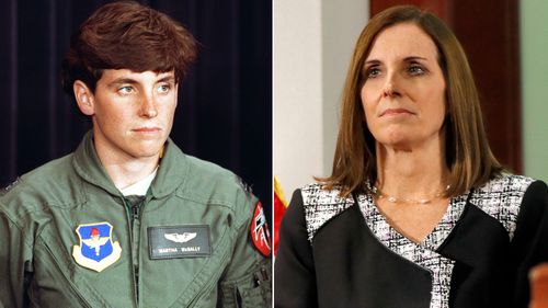 US Air Force pilot Martha McSally in 1993 (left) and last year (right). 