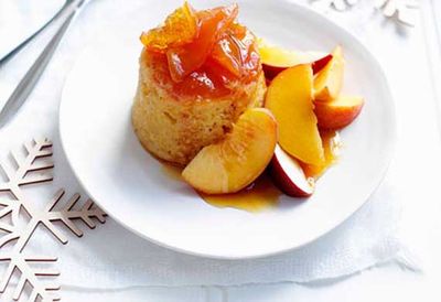 Recipe: <a href=" /recipes/ipeach/8300705/peach-and-orange-puddings-with-orange-blossom-syrup" target="_top">Peach and orange puddings with orange-blossom syrup</a>