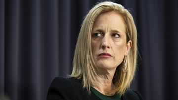 Finance Minister Katy Gallagher during a press conference at Parliament House in Canberra on Friday 5 May 2023. 