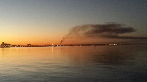 The blaze as seen from the St Kilda Pier around 7am. (Chris Willcock)