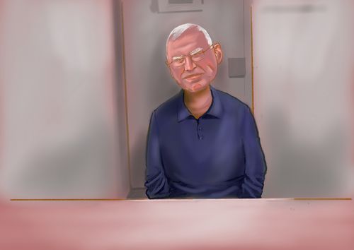 A court sketch of former MP Gareth Ward after being found guilty of sexually assaulting multiple men.