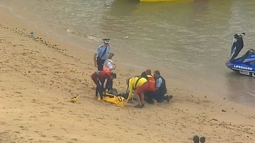 Crews performed CPR on the fisherman before he was taken to St George Hospital. (9NEWS)