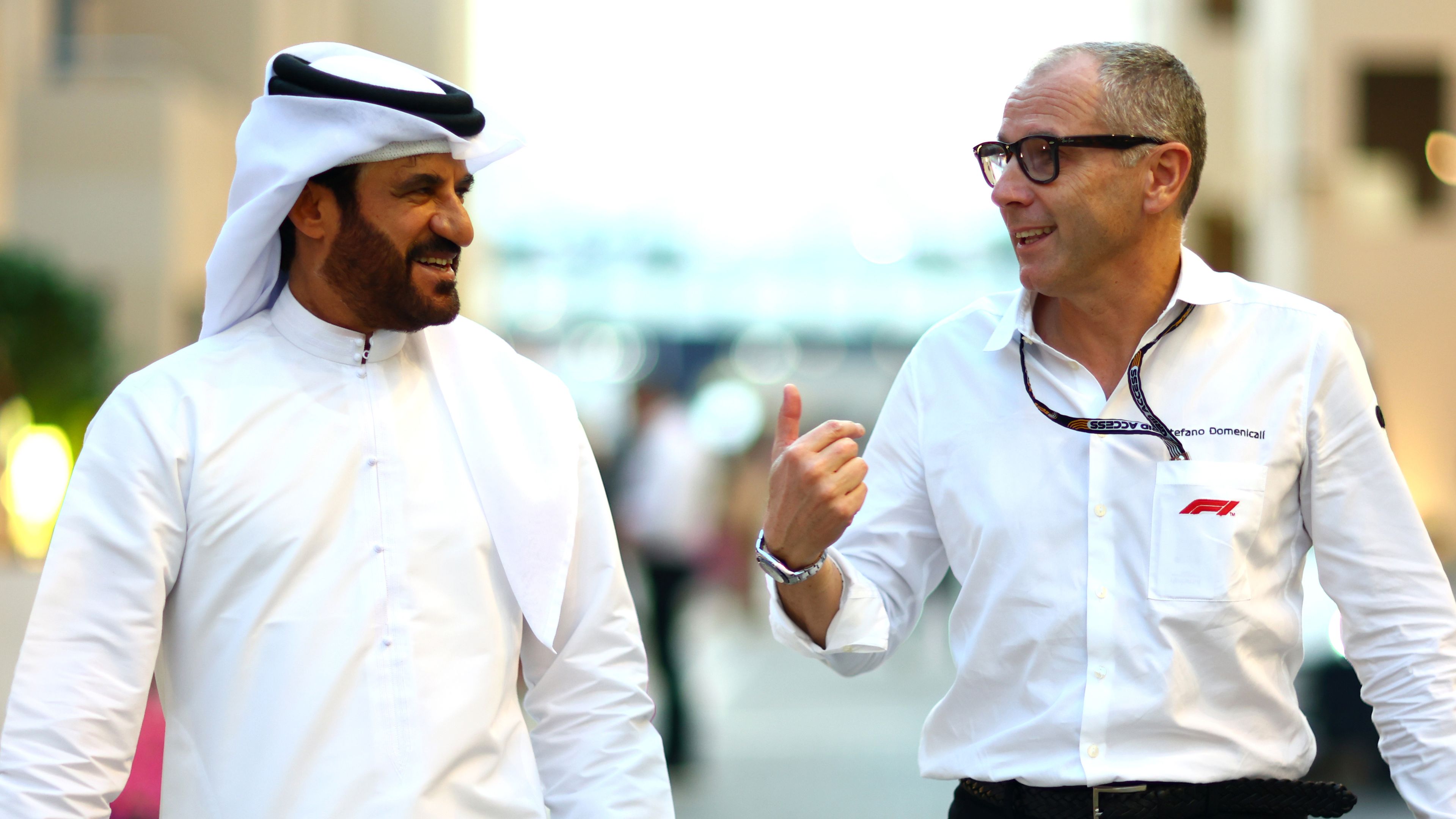 FIA president Ben Sulayem (left) with F1 CEO Stefano Domenicali at the Formula 1 Abu Dhabi Grand Prix.