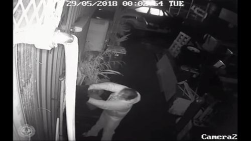 An arsonist has been caught on camera as he carries out his attack. (SAPOL)