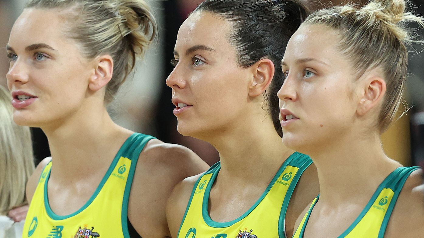 Australian Diamonds players ahead of the Constellation Cup match against New Zealand in Auckland.