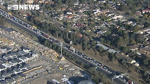 The multi-vehicle crash is causing extensive traffic delays for westbound motorists. (9NEWS)