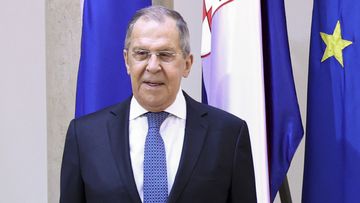 Russian Foreign Minister Sergey Lavrov and Croatia&#x27;s Foreign Minister Gordan Grlic Radman