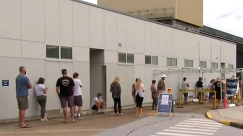 Long lines in line for a testing clinic on Sydney's North Beaches.