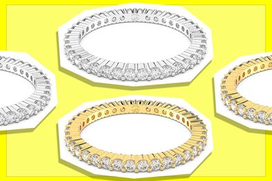 9PR: Swarovski Vittore Collection Gold-Tone Plated White Ring and Swarovski Vittore Collection Rhodium Plated White Ring