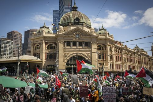 Thousands of protesters rallied in Melbourne.