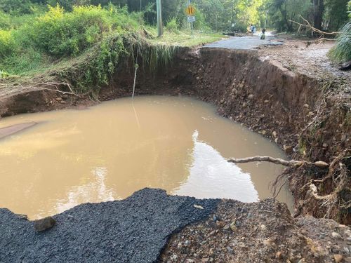 The community of Main Arm, in the Northern Rivers, remains cut by floodwaters, damaged roads and landslides.