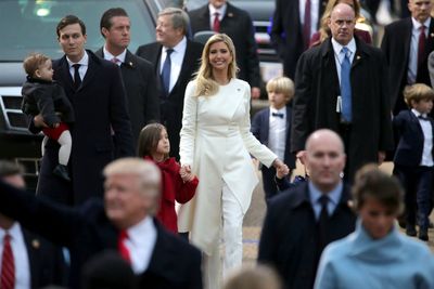 Ivanka's pantsuit was something of an unusual choice given that it was Hillary Clinton's outfit of choice throughout the campaign. The soft white was perfect on her however.