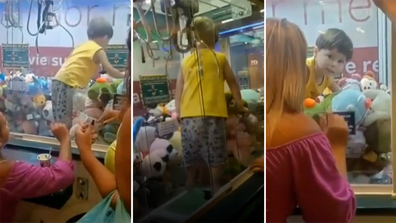 Mum's shock after toddler becomes trapped inside toy machine