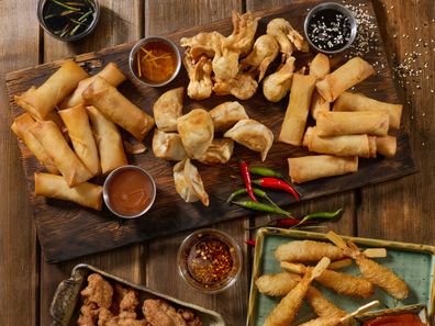 Asian Appetizers, Dumplings, Spring Rolls, Shrimp, Wontons, Dry Ribs and Sauces