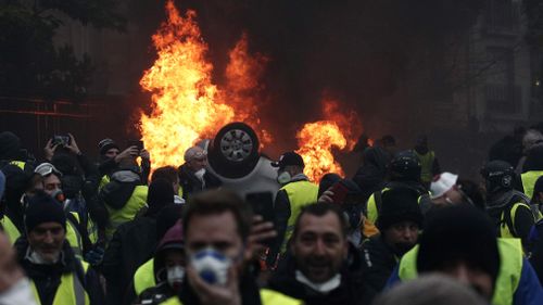 The unrest comes as part of the 'Yellow Vest' movement that has brought people together across France to complain about the country's economic inequalities.