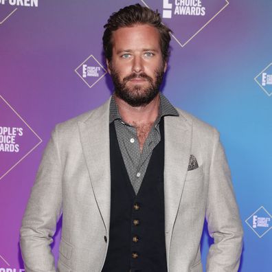 Armie Hammer attends the 2020 E! People's Choice Awards held at the Barker Hangar in Santa Monica, California and on broadcast on Sunday, November 15, 2020. 