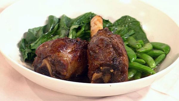 Lamb shanks in five-spice, taramind and ginger roast